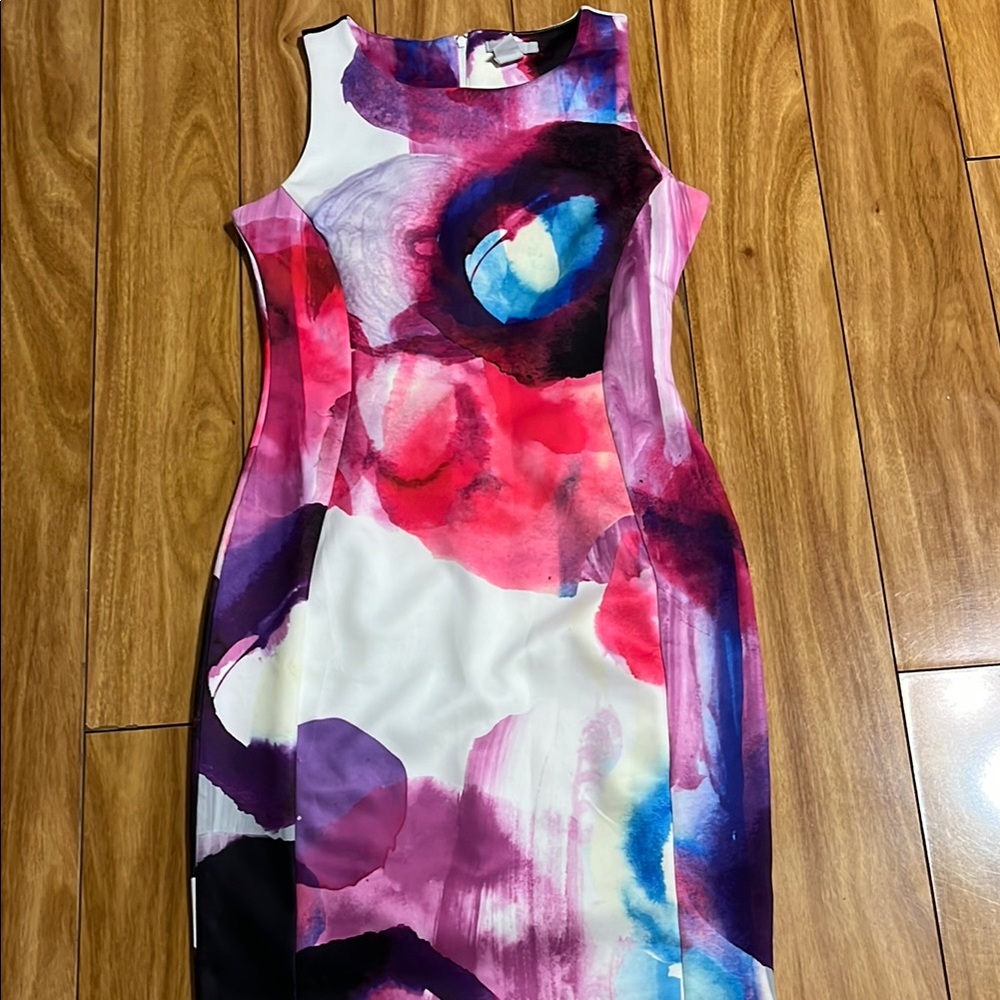 Abstract Multicolor Sleeveless Dress